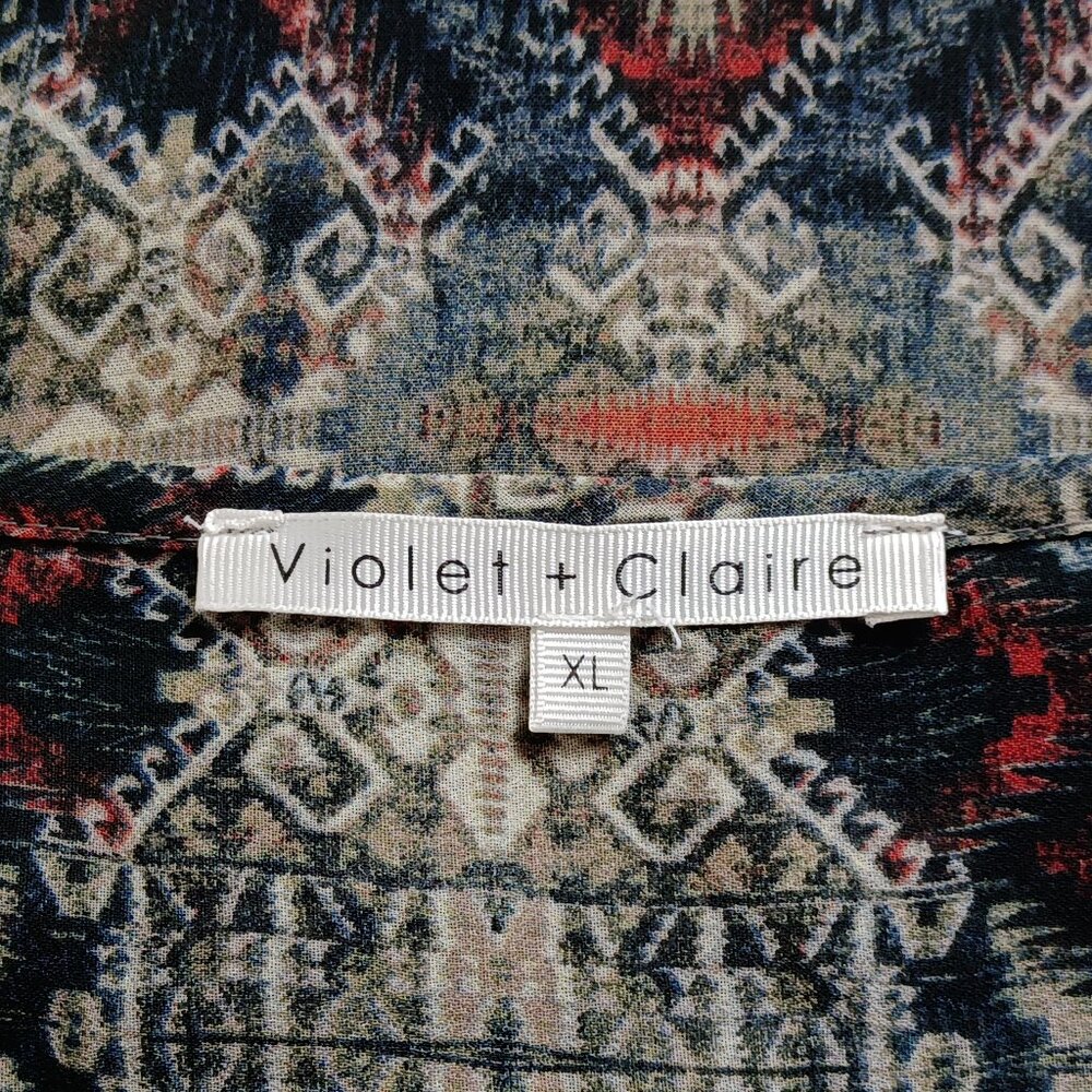 Aztec Pattern Tab Sleeve Blouse - Picture 8 of 16